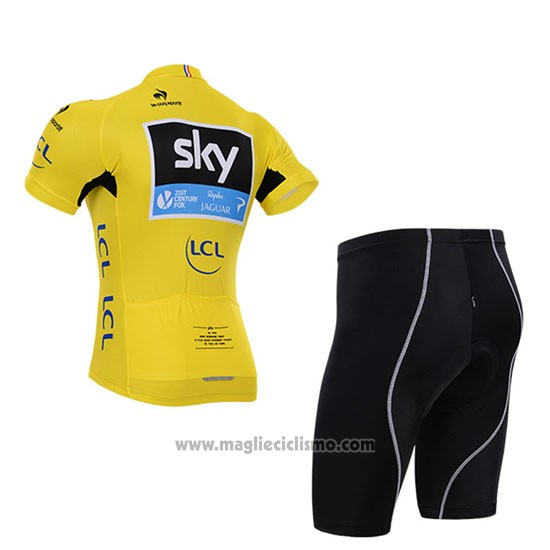 2015 Abbigliamento Ciclismo Sky Lider Giallo Manica Corta e Salopette